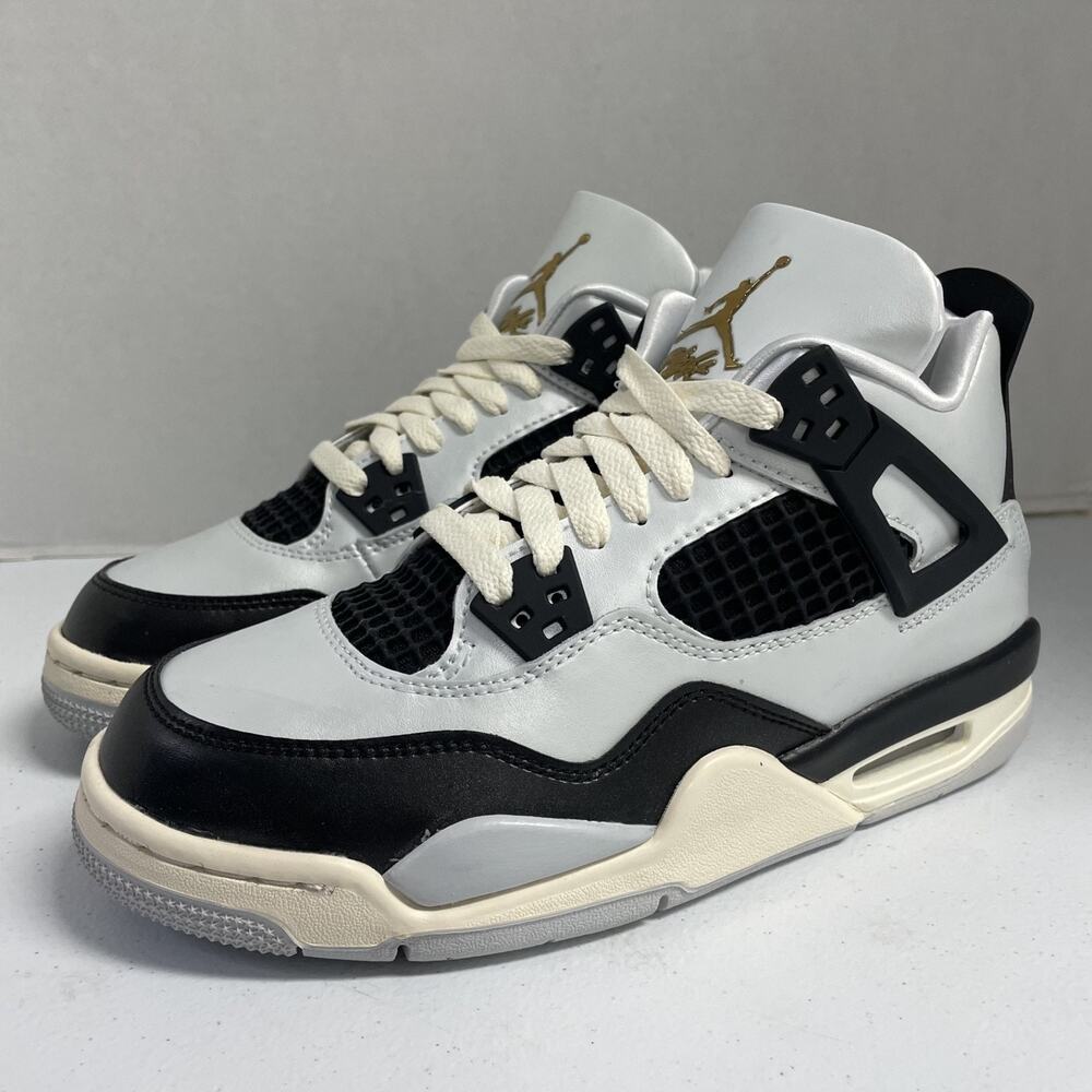Air Jordan 4 Retro GS Platinum Gold FZ8585 070 Size 5Y Size 6.5 Women Black